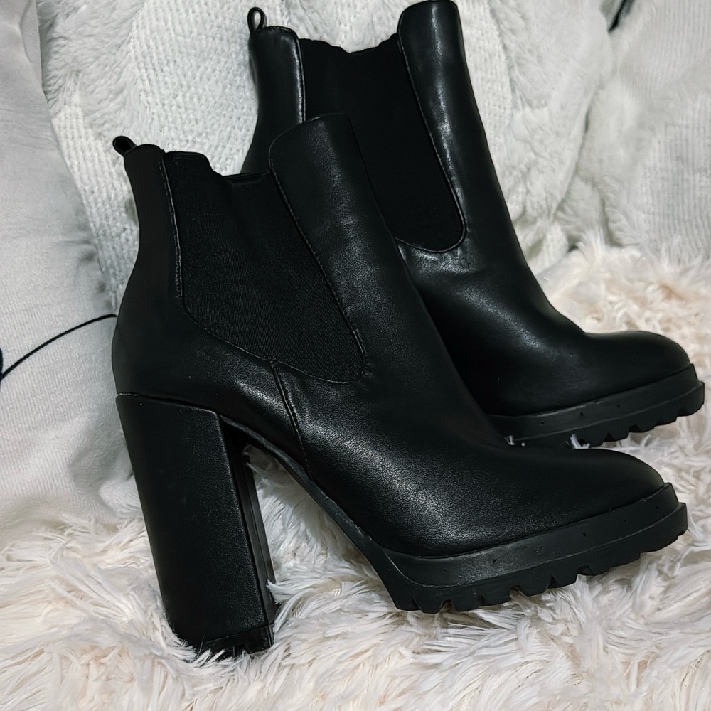 Black Leather Ankle Boots